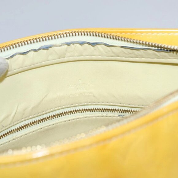 LOUIS VUITTON Monogram Vernis Houston Hand Bag Lime Yellow M91055 LV Auth BD751 - Picture 11 of 16